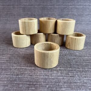 Set of 8 Wooden Napkin Rings –Farmhouse Oak | Boho Natural Minimalist Rustic VTG